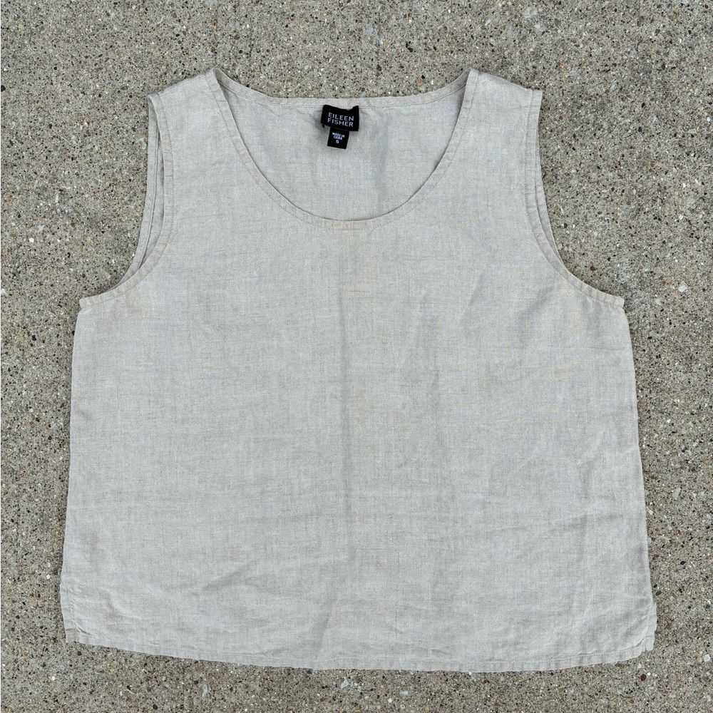 Eileen Fisher Woman  Linen Tank in tan Size small